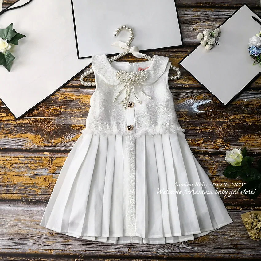 

951266 Christmas Weeding Pearl Princess Baby Girls Dresses New Winter Fall Autumn Kid Dress For Girl Wholesale Baby Girl Clothes
