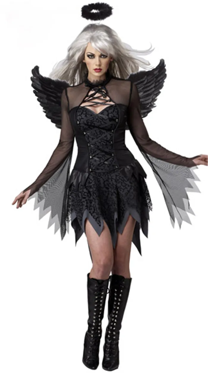 Good And Bad Angel Halloween Costumes - Halloween Adult Bad Woman Black Fallen Devil Angel Costume Cosplay Good And Bad Angel Halloween Costumes - Halloween Adult Bad Woman Black Fallen Devil Angel Costume Cosplay