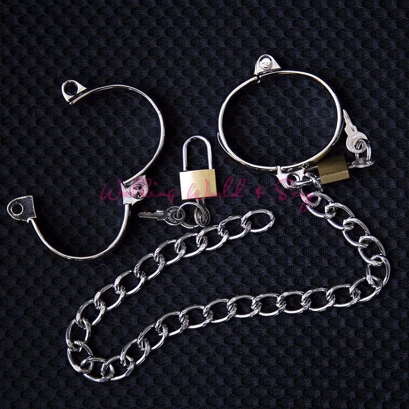 4 Size Stainless Steel Hand Cuffs Ankle Cuffs Sex Toys For Couples Lockable Shackle Fetter Adult Game BDSM Bondage Restraints (9)