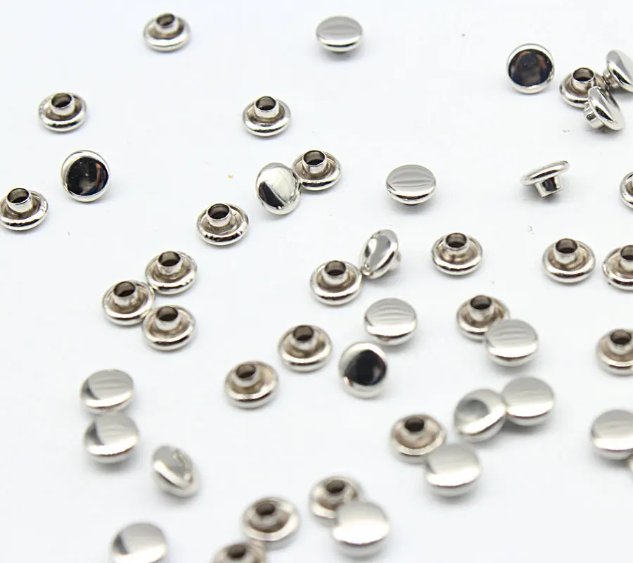 1000sets Double Cap Rivets, Head 5mm-7mm, Purse Handbag Bag Making Hardware Brass Round Metal Rivets Punk Jewelry