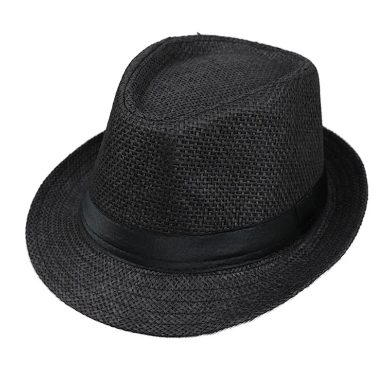 Детская летняя пляжная соломенная шляпа, джаз, Панама, шляпа Федора, Гангстерская Кепка, уличные дышащие шляпы для девочек и мальчиков, Солнцезащитная шляпа - Цвет: A