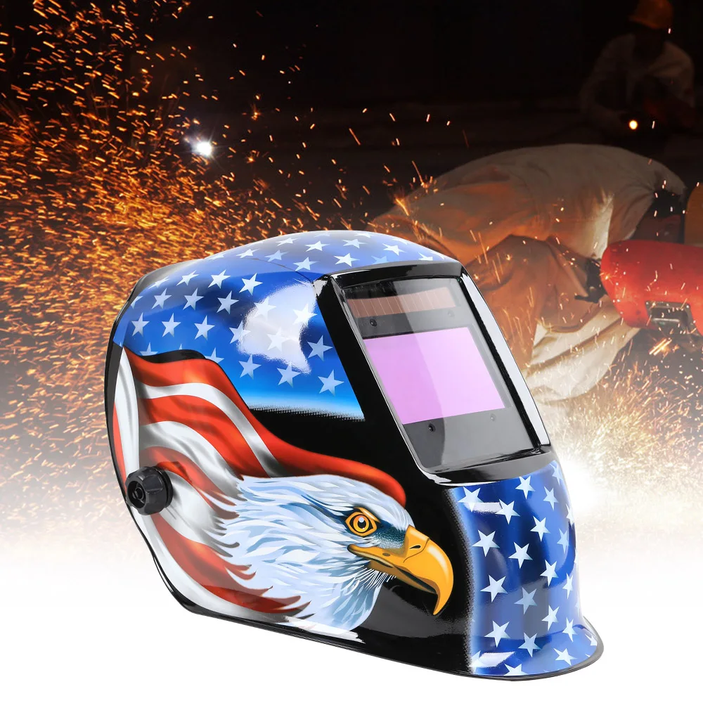 

Rechangeable Battery 4 Arc Sensor Solar Auto Darken/Shading Grinding Tig Arc Big View Welding helmet/Welder Goggle/Mask/Cap