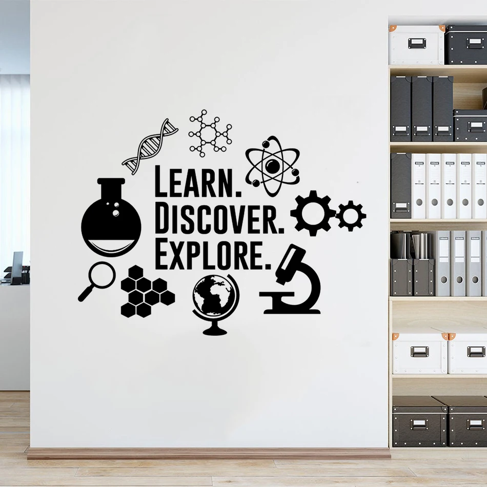 

Science Explore Vinyl Wall Decal Classroom Laboratory Décor Experiment Tools Wall Stickers Learn Discover Explore Murals AZ901