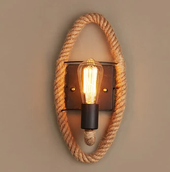 

Retro Vintage Fixtures Loft Industrial hemp rope wall lamp Edison Wall Sconce Restaurant Bar Cafe aisle lamp 110-240V