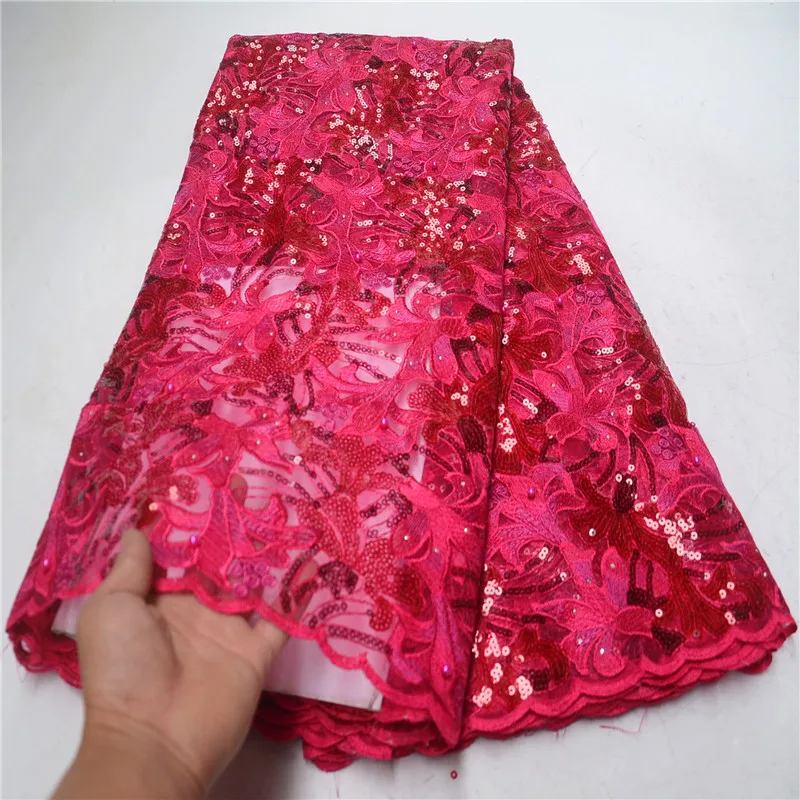 Latest French Lace Fabric High Quality African Sequins For Evening Nigerian Tulle Material With Beaded PSA657-1 | Дом и сад