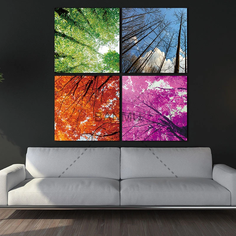 Banmu Quadri Astratti Immagini Quattro Stagioni Alberi Tela Del Gruppo Di Arte Poster Home Decor For Living Room Unframed 4 Pezzi Art Deco Wall Decor Decorative Framed Artdecorative Art For Sale Aliexpress