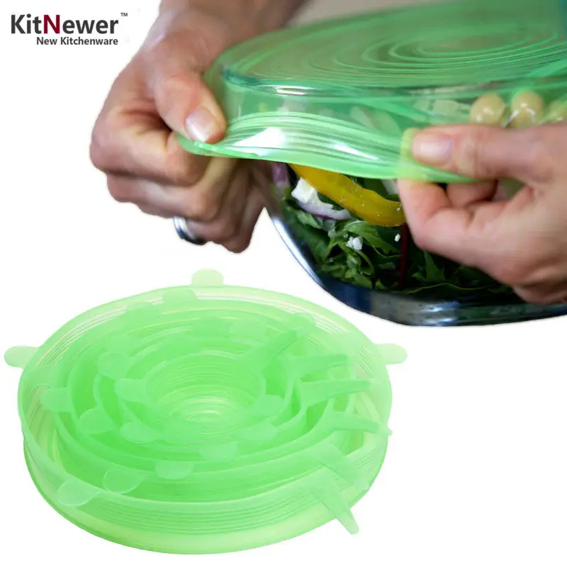 

[1set=6pcs] Universal Silicone Lids,Reusable Seal Premium Stretch Food Wraps,Cookware Gadget Pot Pan Bowl Cover