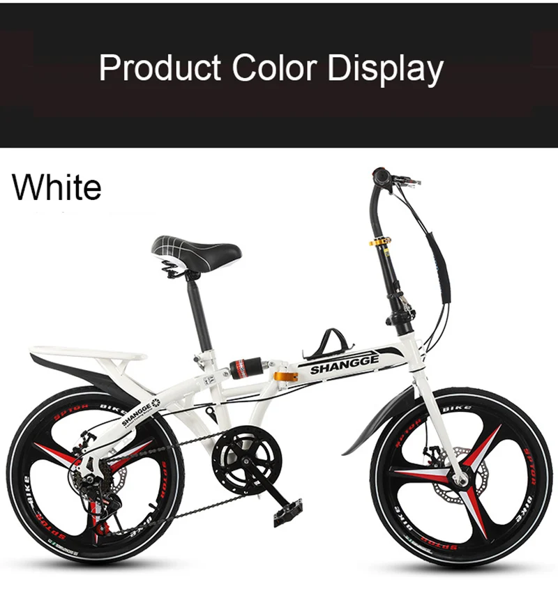Sale Folding Bicycle 16-Inch Three-Knife Single-Speed Disc Brake Men And Women Ultra-Light Student Portable Bicycle 3