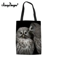 Бесшумная Дизайнерская Женская Портативная сумка для покупок с принтом Совы из мультфильма, холщовая Большая вместительная многоразовая женская сумка для покупок, женская пляжная сумка