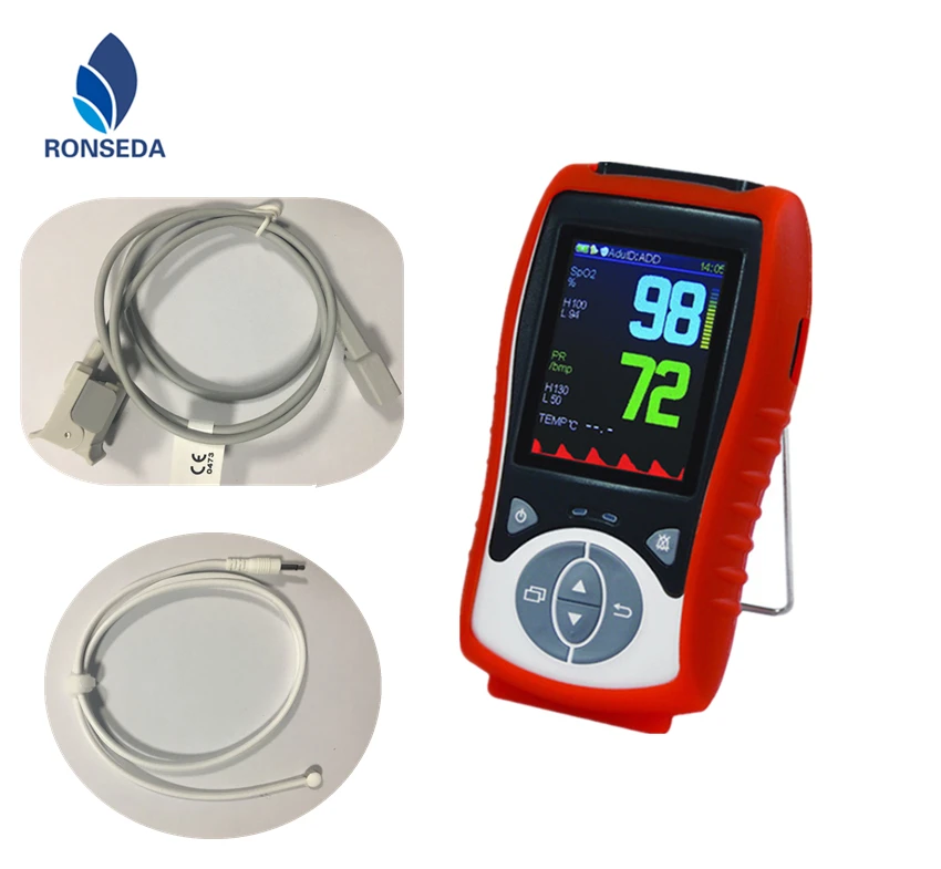 Портативный Пульсоксиметр для детей/детей с детским датчиком SPO2 и температурным зондом, литий-ионный аккумулятор
