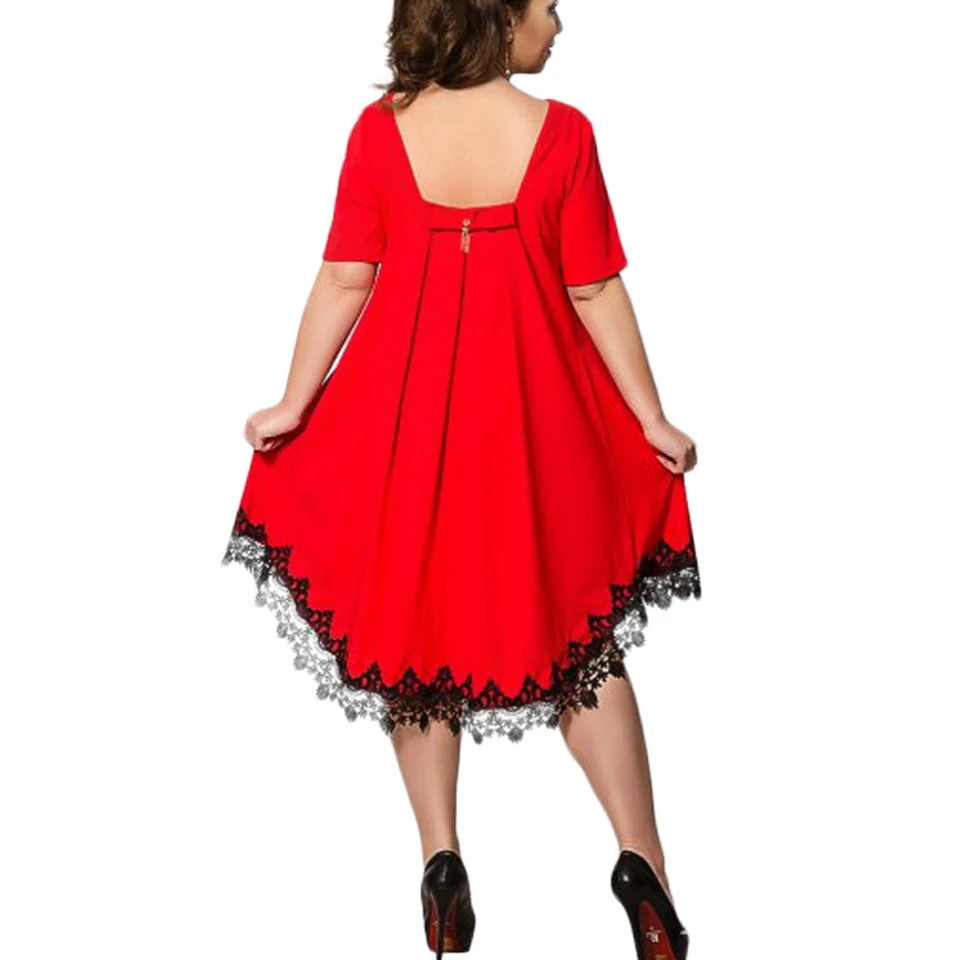 Платье большого размера 6xl Черное Кружевное Sukienka с асимметричным трикотажным
