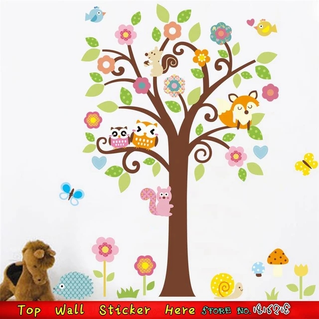722 Sages Hiboux Arbre Stickers Muraux Henné Fleur Stickers Muraux Pour Enfants Chambre Décorations Salon Maternelle Stickers Muraux Dans Stickers