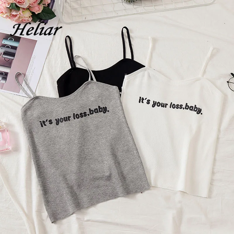 HELIAR 2020 Summer Women Tank Tops Sexy Knitting IT'S YOUR LOSS,BABY Printed Camisole Female Camisole Spaghetti Tank Top Women HELIAR 2020 Summer Women Tank Tops Sexy Knitting IT'S YOUR LOSS,BABY Printed Camisole Female Camisole Spaghetti Tank Top Women