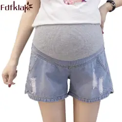 Fdfklak глубокий/голубой Короткие Брюки для беременных Беременность одежда 2018 летние джинсовые Беременность штаны для беременных Для женщин