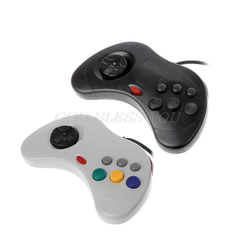 USB классический геймпад проводной игровой контроллер Joypad для sega Saturn PC черный белый