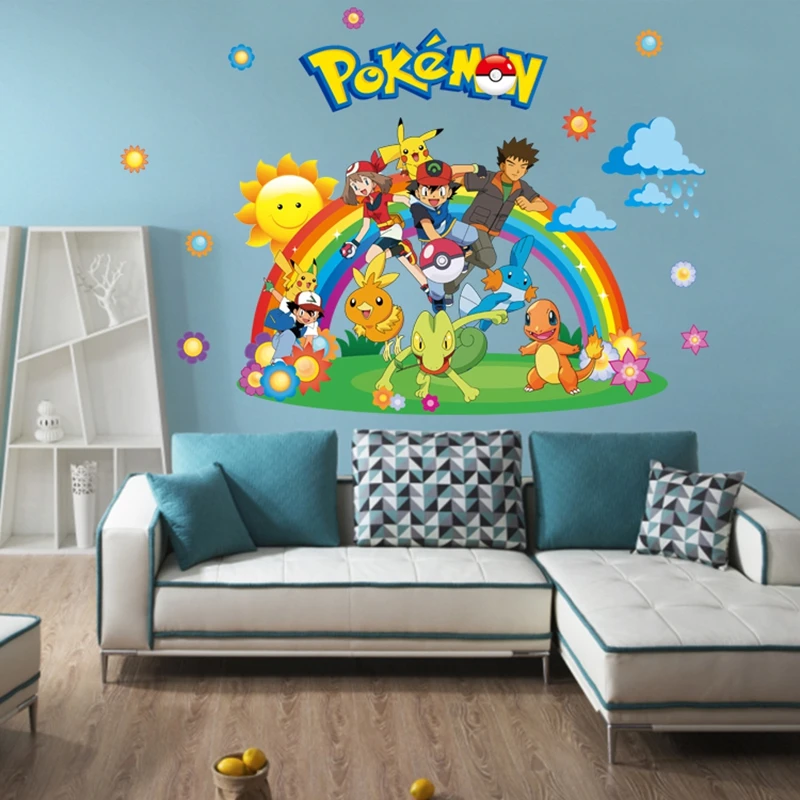 

New Arrival Pokemon Go Wall Stickers for Kids Rooms Home Decorations Pikachu Wall Decal Amination Poster Wall Art Wallpaper Kids