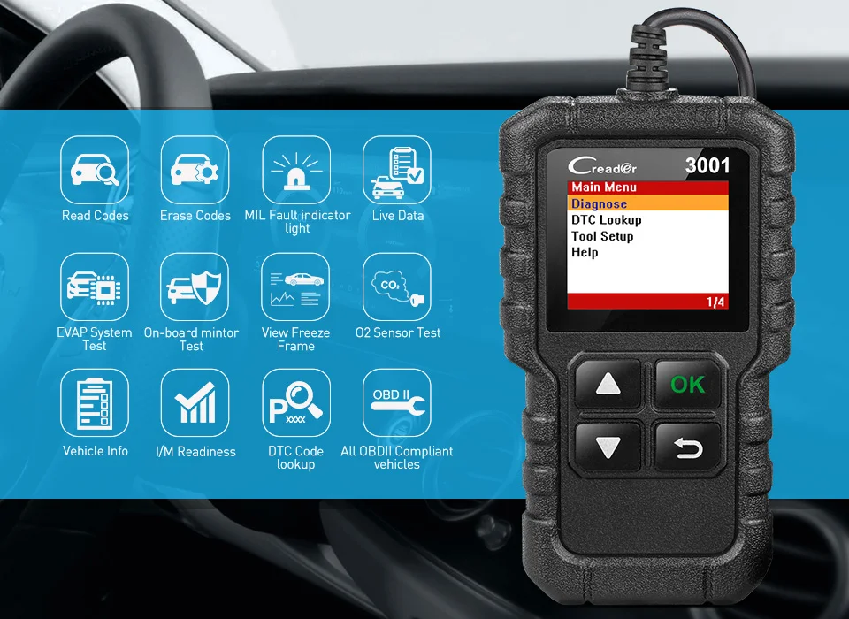 Launch X431 CR3001 OBD2 сканер поддержка полного OBD II/EOBD launch Creader 3001 автоматический сканер диагностический PK CR319 ELM327 V1.5 v2.1