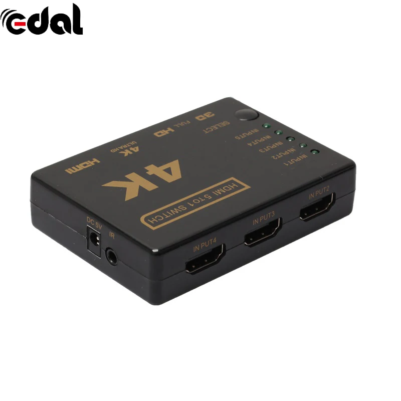 3D 1080 p 5 портов 4 K HDMI Переключатель Селектор сплиттер профессиональный мини-Коммутатор HDMI с концентратором ИК пульт дистанционного управления для HDTV DVD