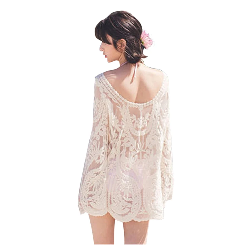 

2018 Beach Cover Up New Tassel Sexy Pareo Swimsuit Cover Up Sun Protector Swimwear Lace Crochet Summer Style free Size Beachwear