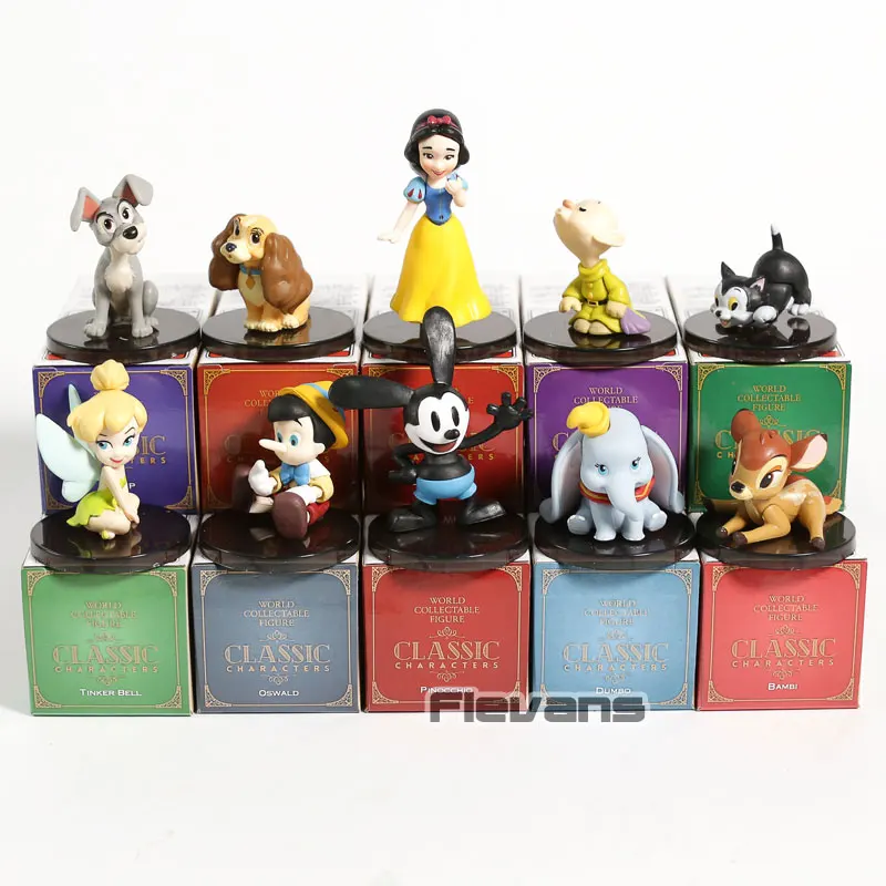 Продажа Классический характер WCF Белоснежка Dopey бродяга Фигаро Tinkerbell Освальд Буратино Бэмби мини версии цифры игрушки 5 шт. компл.