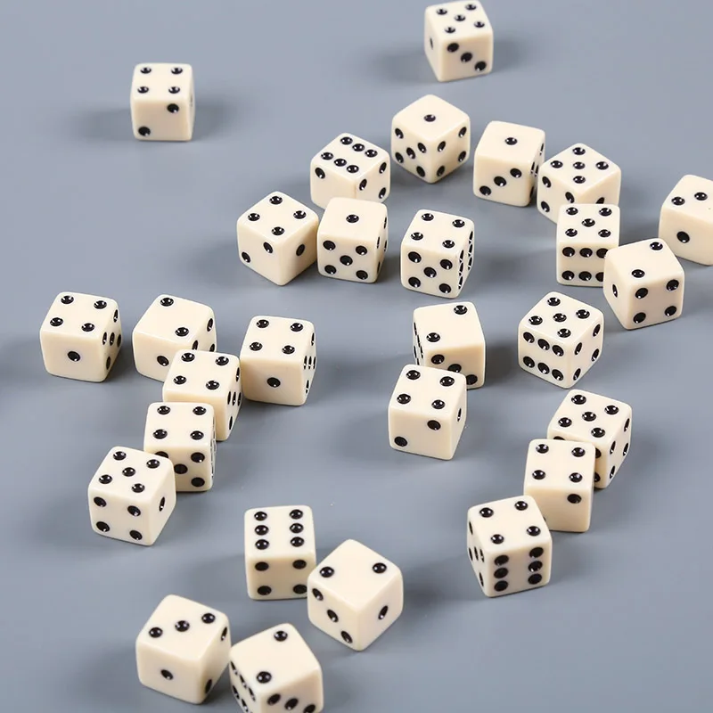 Set of 10 Six Sided Square Opaque 12mm D6 Dice White/Black Dice Six