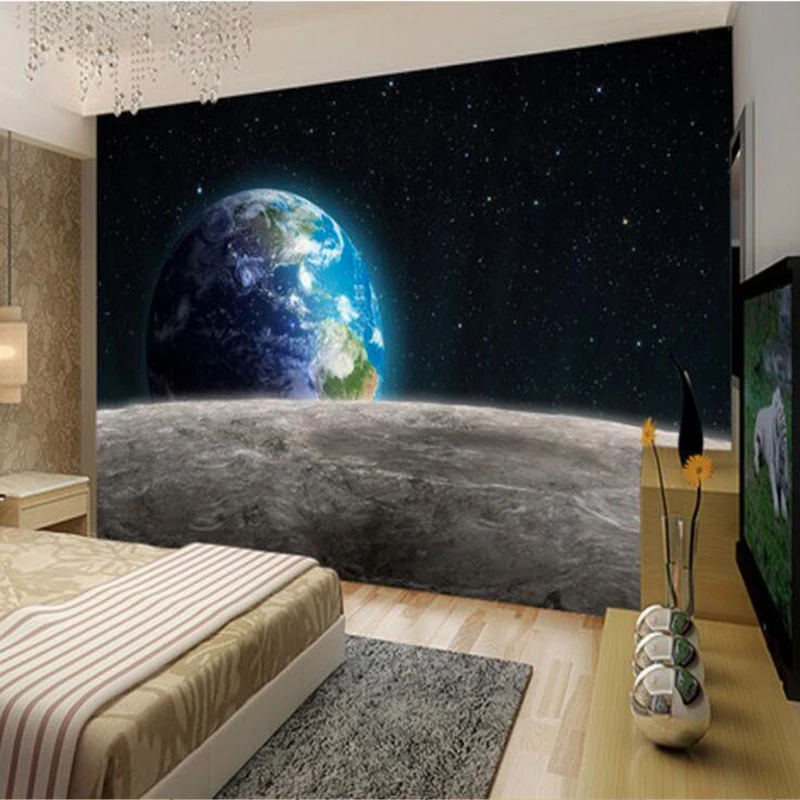 Customize 3D HD photo wallpaper Star Earth 3D universe Moon made from large Bedroom restaurant TV backdrop mural modern painting Customize 3D HD photo wallpaper Star Earth 3D universe Moon made from large Bedroom restaurant TV backdrop mural modern painting