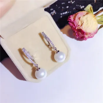 

Clip Earrings For Women Solid S925 Silver Needles Classic Fine Jewelry Cubic Zirconia Freshwater Pearls Simple Bijoux Femme