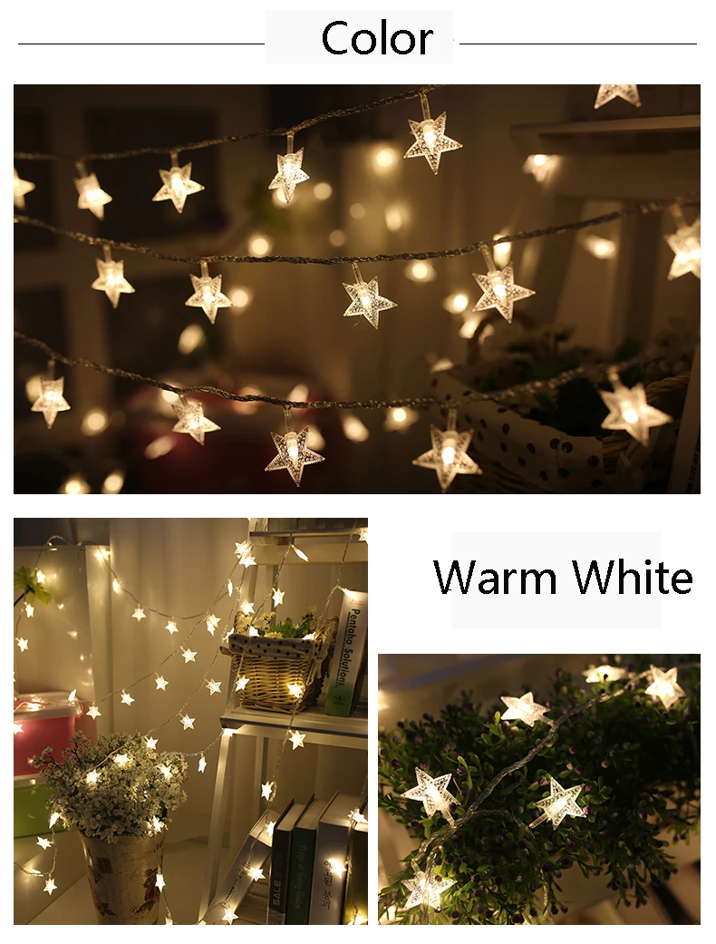 3 м/6 м/10 м светодиодный гирлянда в виде звезды, рождественской елки, сказочные огни, батарея/USB, Рождественская гирлянда для праздника, свадьбы, вечеринки, крытая занавеска, лампа