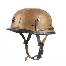FREE SHIPPING Black Adult Open Face Half Leather Helmet Harley Moto Motorcycle Helmet vintage Motorcycle Motorbike Vespa