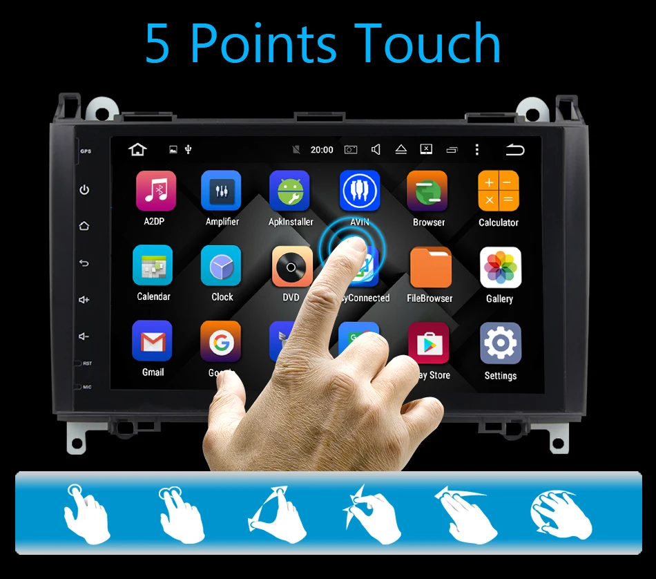 Clearance Eunavi 2 Din 4 Core Android 9.0 Car radio stereo 2G RAM GPS NAVI for voor Benz B200 Een B Klasse B200 W169 W245 W639 W906 WIFI 8