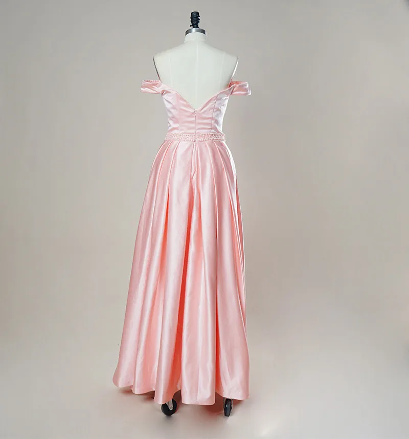 Backless 2017 Mermaid V-neck Short Sleeves Satin Pink Long Women Prom Dresses Prom Gown Evening Dresses Evening Gown (6)