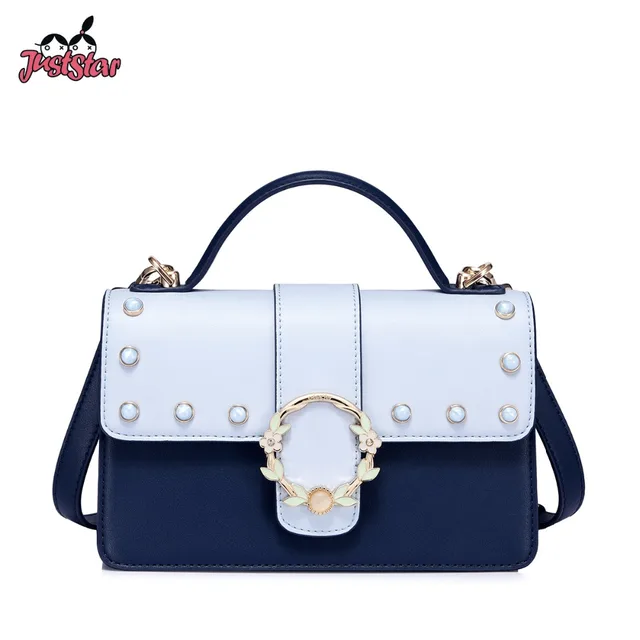 Aliexpress Just Star Brand Women S Leather Handbags Las Just Star Brand Women S Leather Handbags Las Fashion Rivet Tote Purse Female Leisure Panelled All