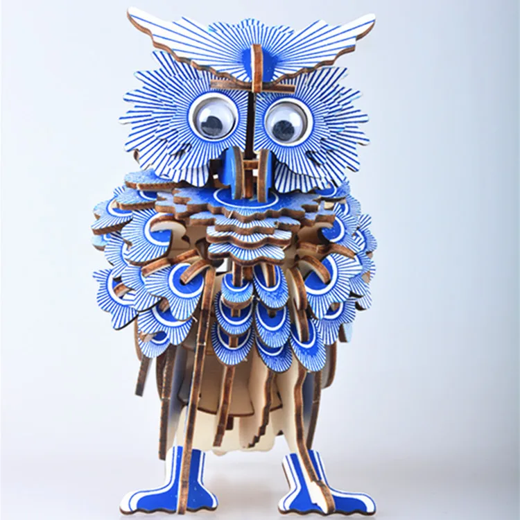Laser Cutting 3D Wooden Puzzle Jigsaw Animal OWL DIY Manual Assembly Kids Educational Toys Children for Boys|Пазлы| |