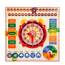 Календарь время игрушки для детей Монтессори Развивающие деревянные детские игрушки подарки Раннее детство образование