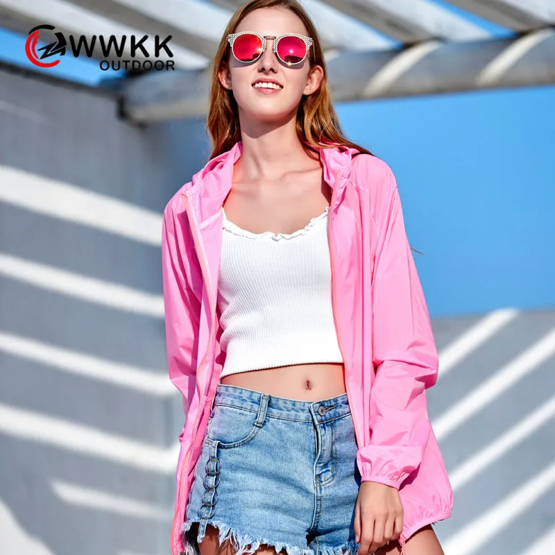 

WWKK Summer Women's Waterproof Jacket Men Coats Windbreaker Sunscreen Long Sleeve Thin Section Breathable Clothing abrigo mujer