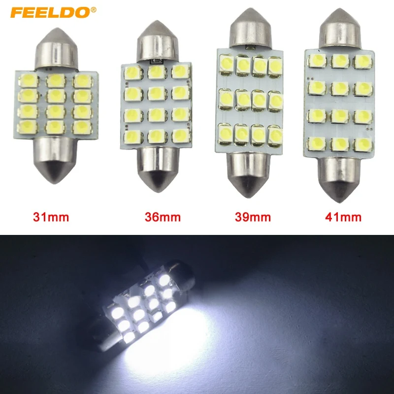 FEELDO 1 шт. супер белый 1210 12SMD Автомобильная гирлянда купольная лампа для чтения