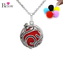 Antique Silver Branch Hollow Locket Big Magic Box Pendant Necklace Aromatherapy Essential Oil Diffuser Jewelry Free 5 Pompons
