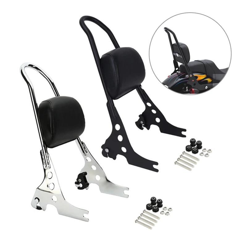 Triclicks Black Chrome Motorcycle Passenger Backrest Sissy Bar Rear