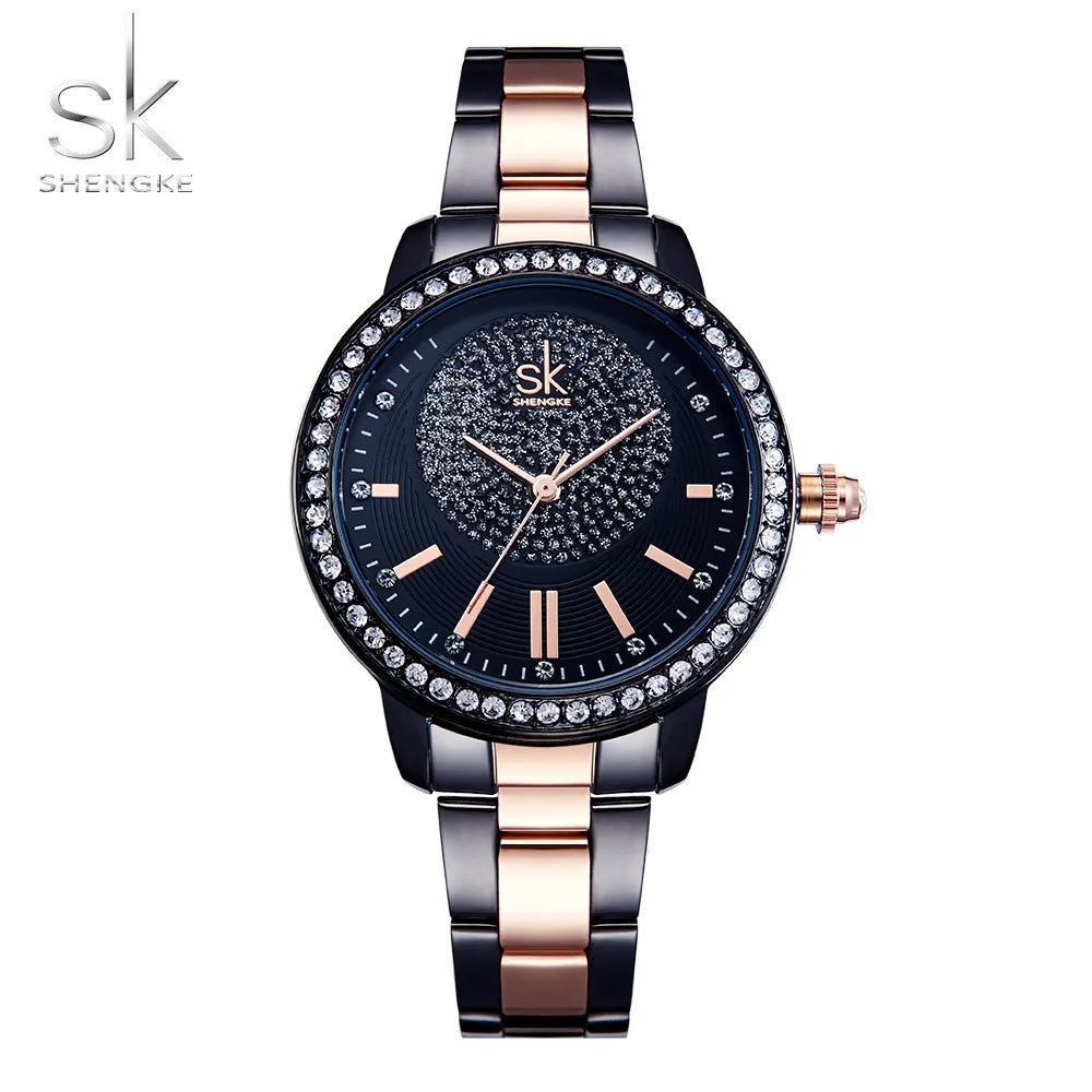Shengke часы из розового золота Женские Кварцевые Часы Дамские Лидирующий бренд Роскошные женские наручные часы женские часы Relogio Feminino