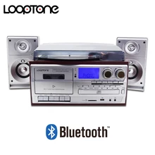 LoopTone Bluetooth проигрыватель 3 скорости Виниловый проигрыватель+ кассетный плеер+ MP3-плеер+ CD-плеер+ USB рекордер+ AM/FM радио