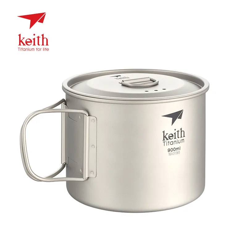 

Keith armoured titanium cup Ti3209 pure titanium cup 900 ml titanium cup individual bubble noodle cup soup pot Mug