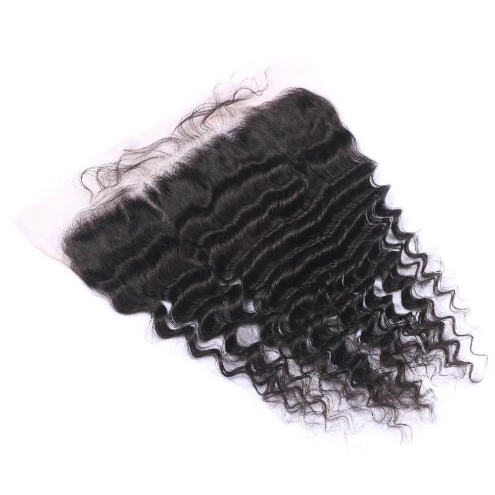 Brazilian Remy Hair Deep Wave Lace Frontal With Baby Hair 100% Human Hair Frontal Free Part Natural Color Free Shipping