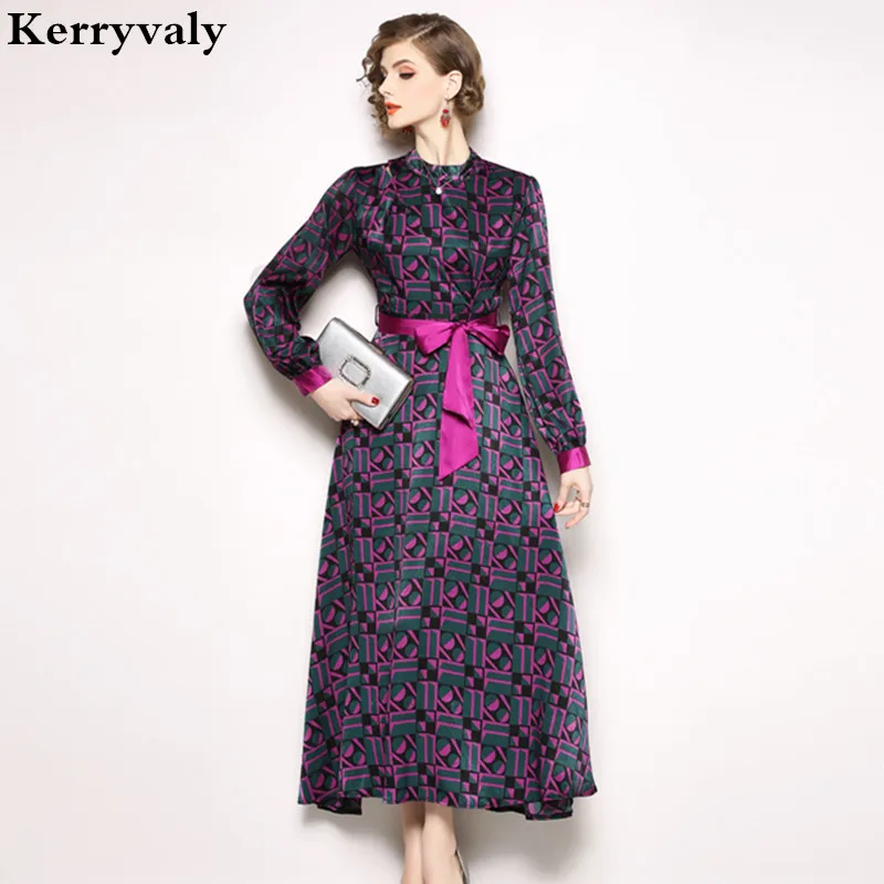 

Autumn Celebrity Vintage Maxi Party Dress Vestido Longo 2019 Women High Waist Long Dress Robe Longue Femme K9623