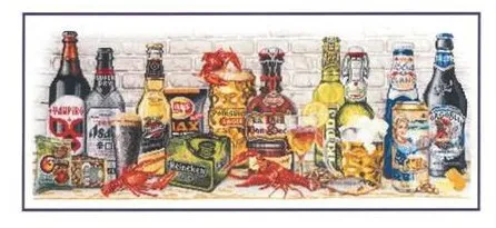 cs-2050 Cross Stitch Kit Beer Wine Cocktail Food and Drink Lobster light and dark mary weaver