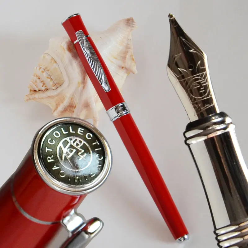 

PICASSO 607 FOUNTAIN PEN FINE NIB BLACK WHITE RED ORANGE AND SILVER LEAF CLIP CAN CHOOSE BOX OR NOT OFFICE BUSINESS BEST GIFT