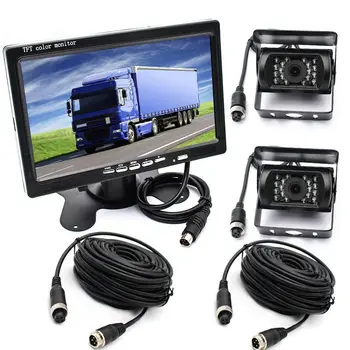 

DC 12-24V HD 800*480 7 Inch Stand On Board TFT LCD Color Monitor with Waterproof 2PCS IR LED Cameras NO Parking Lines