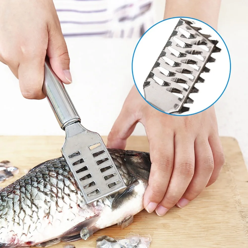 

Kitchen Stainless Steel Manual Fish Scales Scraping Fish Seafood Tools Planer Cleaner Gadget Fish Cleaning Knife Tweezers Gadget