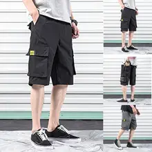 Для мужчин с карманами для стиль хлопок мульти-комбинезоны с карманами шорты модные Повседневное фитнес тренировки трек Спортивная J5