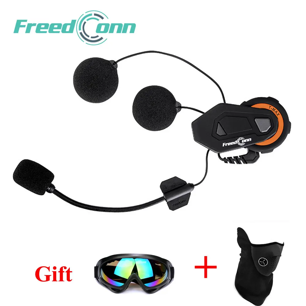 

Freedconn Motorcycle Helmet Intercom Bluetooth citofono Moto Headset 6 Riders Interphone FM Radio extra Mask + Goggle