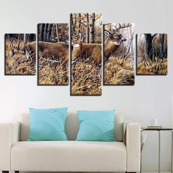 

5pcs Full Square Drill 5D DIY Diamond Painting Forest Animal Deer Landscape Multi-picture Combination 3D Embroidery Mosaic